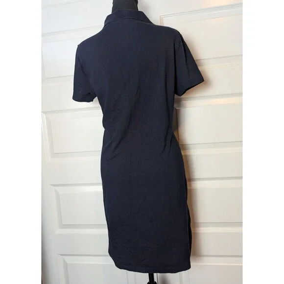 NWOT Calvin Klein Size L Polo Shirt Dress Navy Blue Designer Nautical Minimalist - Picture 6 of 12